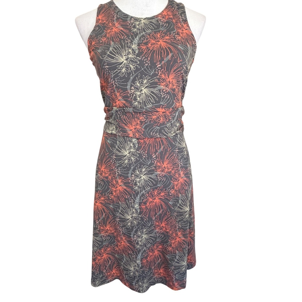 Kuhl Skyla Sleeveless Dress Floral Organic Cotton Modal Blend Pockets Stretch L